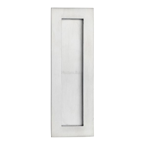 C1855 175-SC • 175 x 58mm • Satin Chrome • Heritage Brass Glue & Pin Fix Rectangular Flush Pull