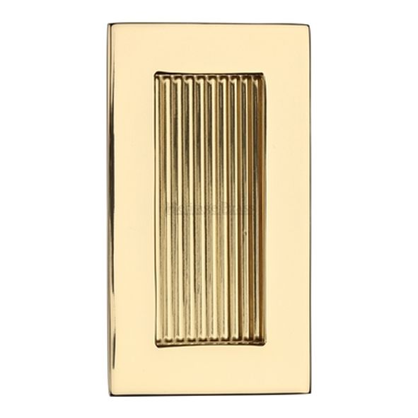 C1865 105-PB  105 x 58mm  Polished Brass  Heritage Brass Glue & Pin Fix Reeded Rectangular Flush Pull