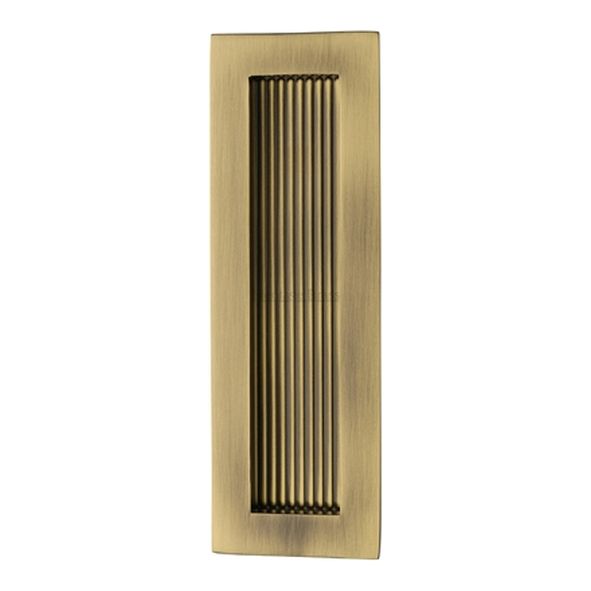 C1865 175-AT • 175 x 58mm • Antique Brass • Heritage Brass Glue & Pin Fix Reeded Rectangular Flush Pull