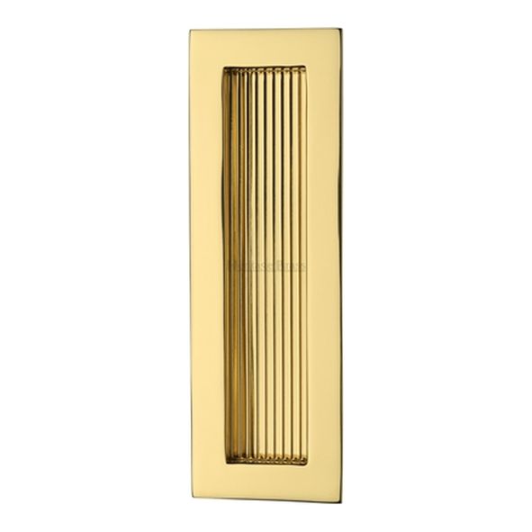 C1865 175-PB • 175 x 58mm • Polished Brass • Heritage Brass Glue & Pin Fix Reeded Rectangular Flush Pull