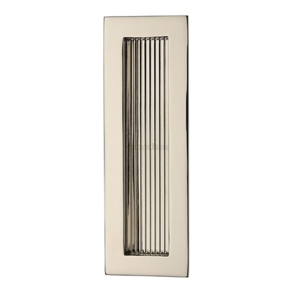 C1865 175-PNF • 175 x 58mm • Polished Nickel • Heritage Brass Glue & Pin Fix Reeded Rectangular Flush Pull