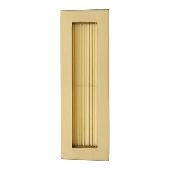 C1865 175-SB  175 x 58mm  Satin Brass  Heritage Brass Glue & Pin Fix Reeded Rectangular Flush Pull