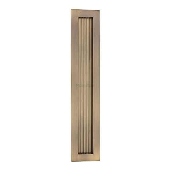 C1865 300-AT • 300 x 58mm • Antique Brass • Heritage Brass Glue & Pin Fix Reeded Rectangular Flush Pull