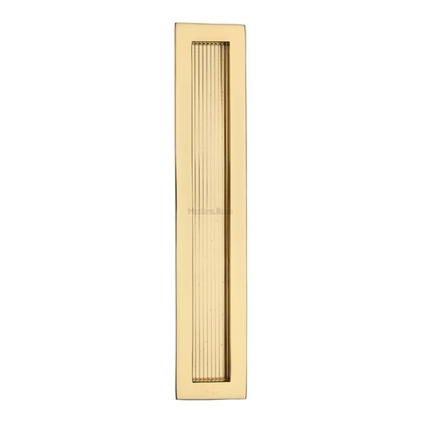 C1865 300-PB  300 x 58mm  Polished Brass  Heritage Brass Glue & Pin Fix Reeded Rectangular Flush Pull