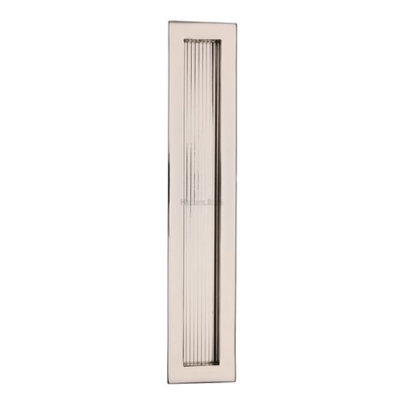 C1865 300-PNF • 300 x 58mm • Polished Nickel • Heritage Brass Glue & Pin Fix Reeded Rectangular Flush Pull