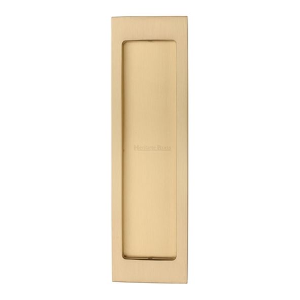 C1872-SB • 197 x 57mm • Satin Brass • Heritage Brass Concealed Fix Rectangular Shallow Flush Pull