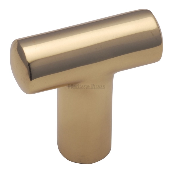 C2234-PB • 35 x 13 x 13 x 33mm • Polished Brass • Heritage Brass T-Bar Cabinet Knob