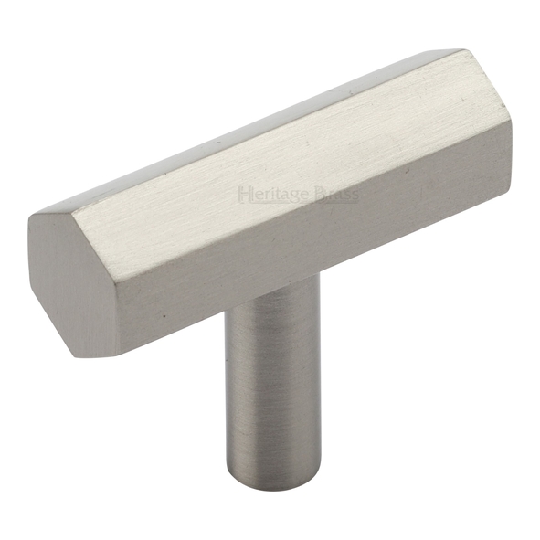 C2235-SN • 41 x 13 x 08 x 35mm • Satin Nickel • Heritage Brass Hexagon T-Bar Cabinet Knob