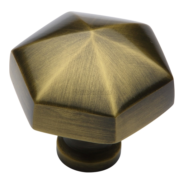 C2238-AT  32 x 15 x 34mm  Antique Brass  Heritage Brass Hexagonal Cabinet Knob