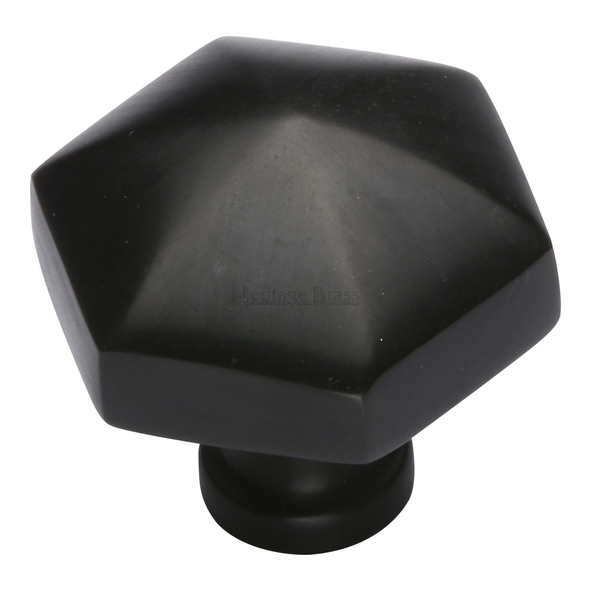 C2238-BKMT • 32 x 15 x 34mm • Matt Black • Heritage Brass Hexagonal Cabinet Knob