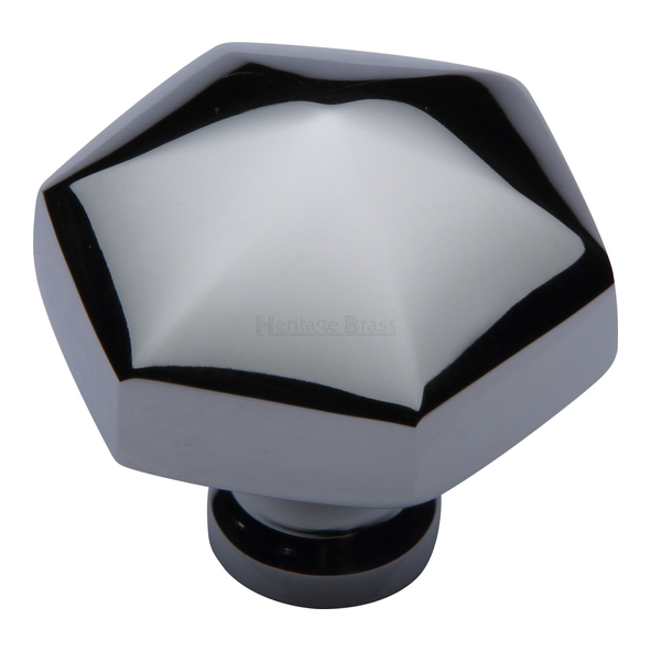 C2238-PC • 32 x 15 x 34mm • Polished Chrome • Heritage Brass Hexagonal Cabinet Knob