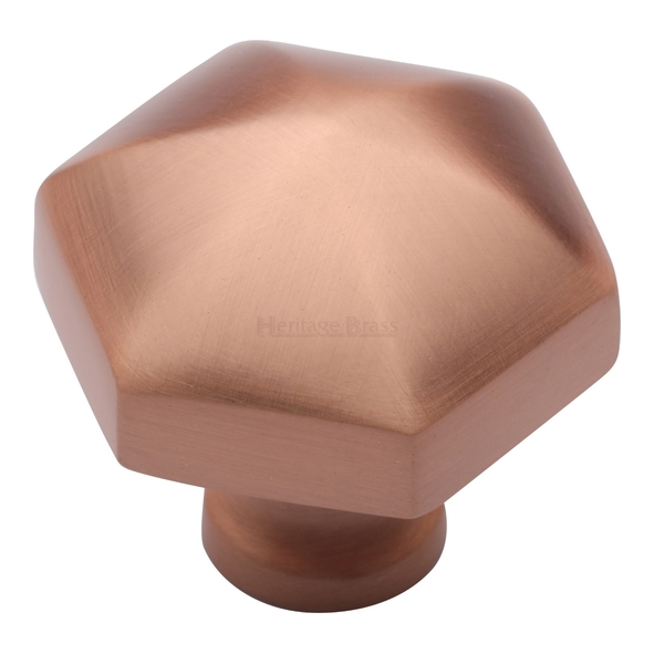 C2238-SRG  32 x 15 x 34mm  Satin Rose Gold  Heritage Brass Hexagonal Cabinet Knob