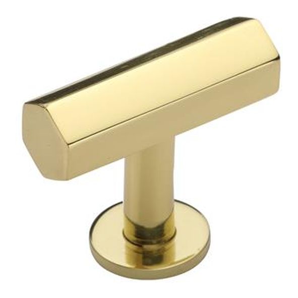 C2239-PB • 41 x 13 x 16 x 37mm • Polished Brass • Heritage Brass Hexagon T-Bar On Rose Cabinet Knob