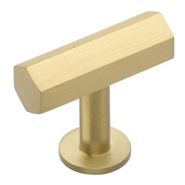 C2239-SB • 41 x 13 x 16 x 37mm • Satin Brass • Heritage Brass Hexagon T-Bar On Rose Cabinet Knob