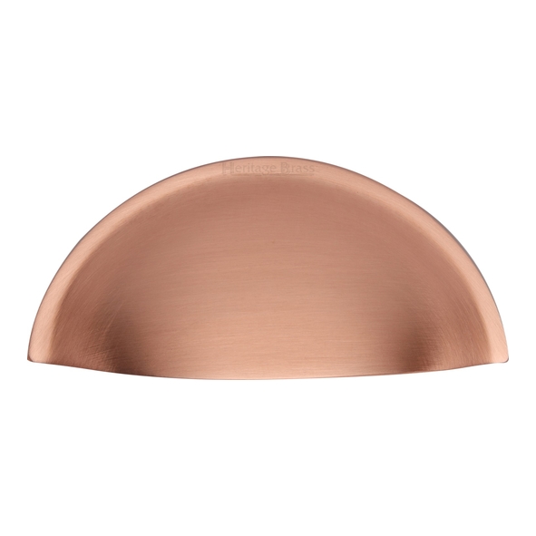 C2760-SRG • 57 c/c x 87 x 37 x 18mm • Satin Rose Gold • Heritage Brass Minimal Cabinet Cup Handle