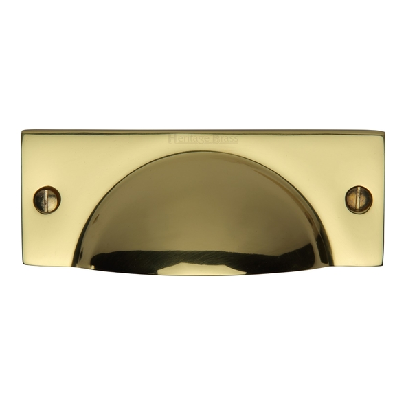 C2762-PB  112 x 42 x 21mm  Polished Brass  Heritage Brass Face Fix Square Plate Cup Handle