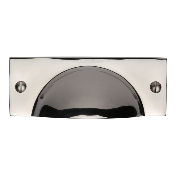 C2762-PNF • 112 x 42 x 21mm • Polished Nickel • Heritage Brass Face Fix Square Plate Cup Handle