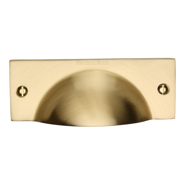 C2762-SB • 112 x 42 x 21mm • Satin Brass • Heritage Brass Face Fix Square Plate Cup Handle