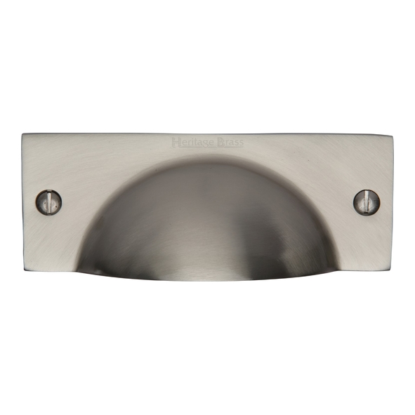 C2762-SN  112 x 42 x 21mm  Satin Nickel  Heritage Brass Face Fix Square Plate Cup Handle