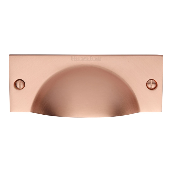 C2762-SRG • 112 x 42 x 21mm • Satin Rose Gold • Heritage Brass Face Fix Square Plate Cup Handle