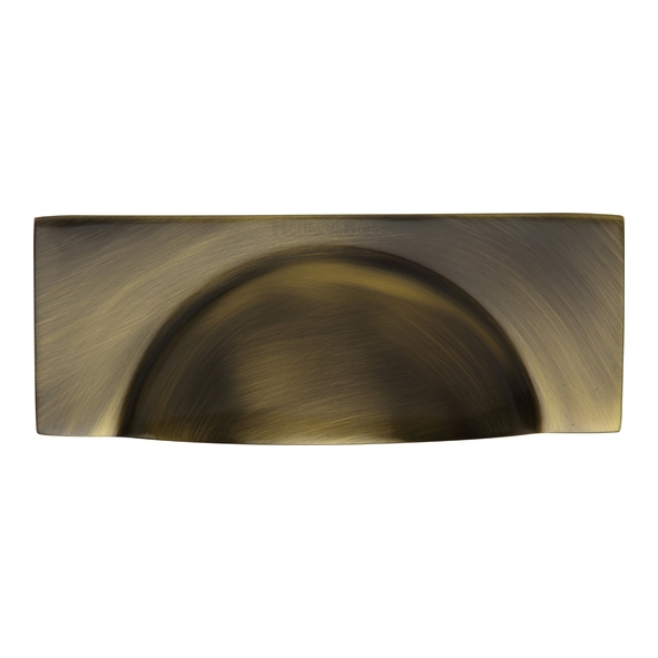 C2764-AT • 57 c/c x 112 x 42 x 21mm • Antique Brass • Heritage Brass Concealed Fix Square Plate Cup Handle