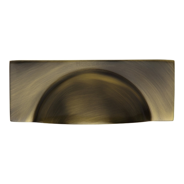 C2764-AT  57 c/c x 112 x 42 x 21mm  Antique Brass  Heritage Brass Concealed Fix Square Plate Cup Handle