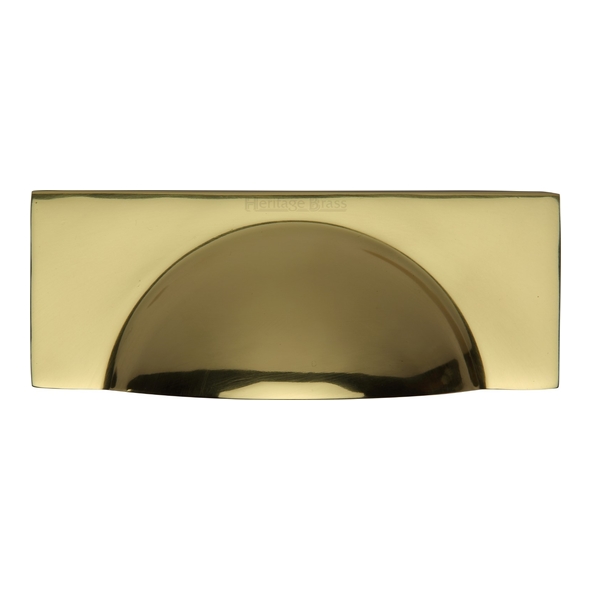 C2764-PB • 57 c/c x 112 x 42 x 21mm • Polished Brass • Heritage Brass Concealed Fix Square Plate Cup Handle