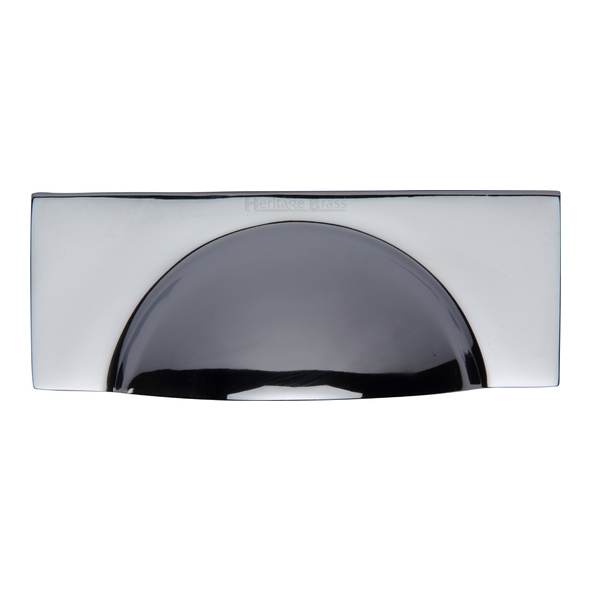 C2764-PC • 57 c/c x 112 x 42 x 21mm • Polished Chrome • Heritage Brass Concealed Fix Square Plate Cup Handle