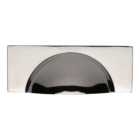 C2764-PNF • 57 c/c x 112 x 42 x 21mm • Polished Nickel • Heritage Brass Concealed Fix Square Plate Cup Handle