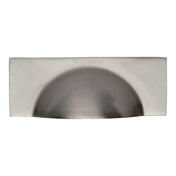 C2764-SN • 57 c/c x 112 x 42 x 21mm • Satin Nickel • Heritage Brass Concealed Fix Square Plate Cup Handle