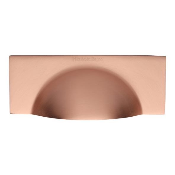 C2764-SRG  57 c/c x 112 x 42 x 21mm  Satin Rose Gold  Heritage Brass Concealed Fix Square Plate Cup Handle
