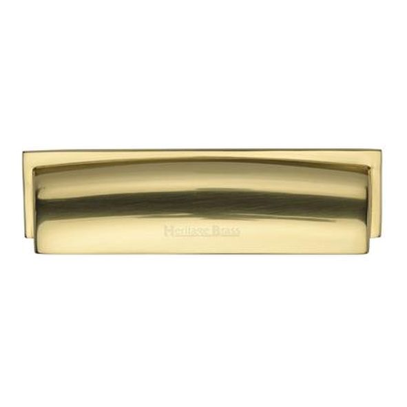 C2765 96-PB  76/96 c/c x 125 x 25mm  Polished Brass  Heritage Brass Shropshire Cabinet Cup Handle