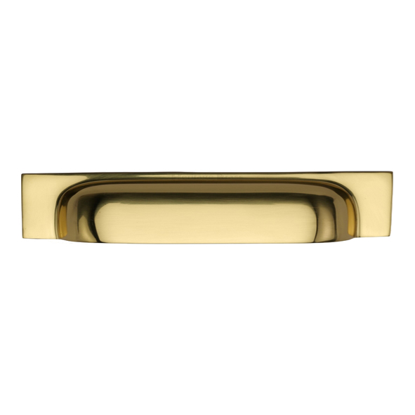 C2766 152-PB  152/178 c/c x 221x42x22mm  Polished Brass  Heritage Brass Concealed Fix Square Plate Contemporary Cup Handle