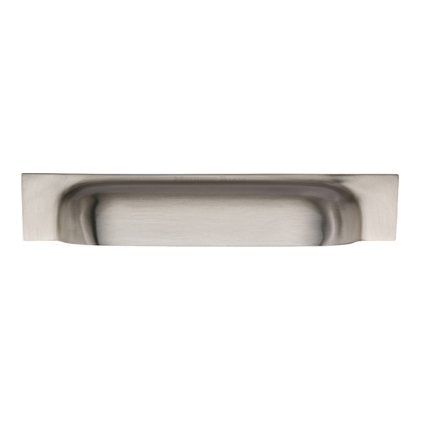 C2766 152-SN  152/178 c/c x 221x42x22mm  Satin Nickel  Heritage Brass Concealed Fix Square Plate Contemporary Cup Handle