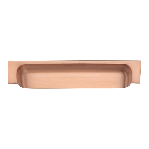 C2766 152-SRG  152/178 c/c x 221x42x22mm  Satin Rose Gold  Heritage Brass Concealed Fix Square Plate Contemporary Cup Handle