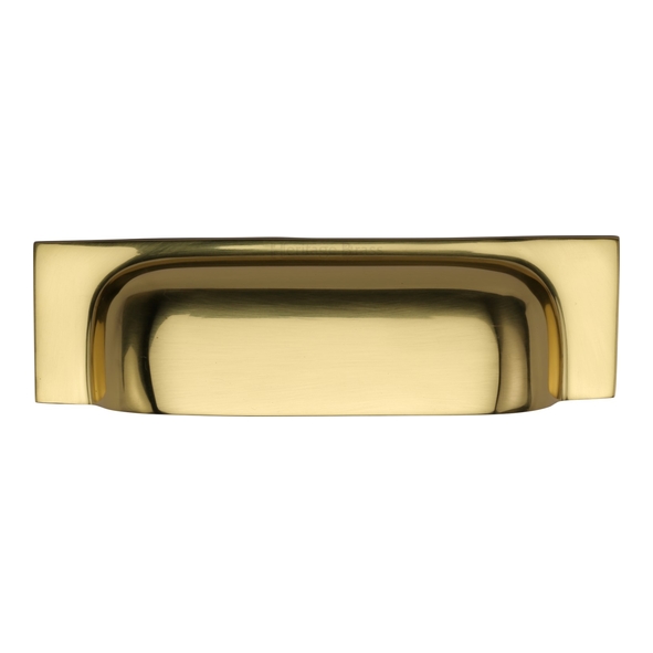 C2766 96-PB  76/96 c/c x 145x42x22mm  Polished Brass  Heritage Brass Concealed Fix Square Plate Contemporary Cup Handle