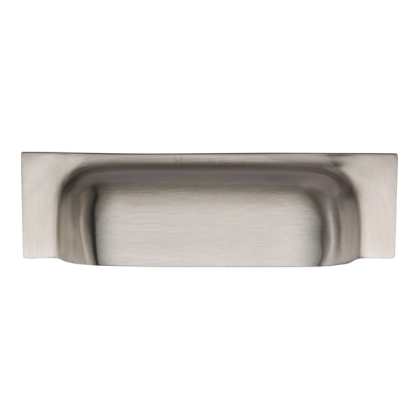 C2766 96-SN  76/96 c/c x 145x42x22mm  Satin Nickel  Heritage Brass Concealed Fix Square Plate Contemporary Cup Handle
