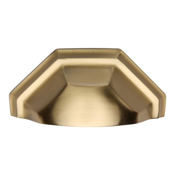 C2768-SB • 89 c/c x 104 x 46 x 33mm • Satin Brass • Heritage Brass Concealed Fix Octagon Cup Handle