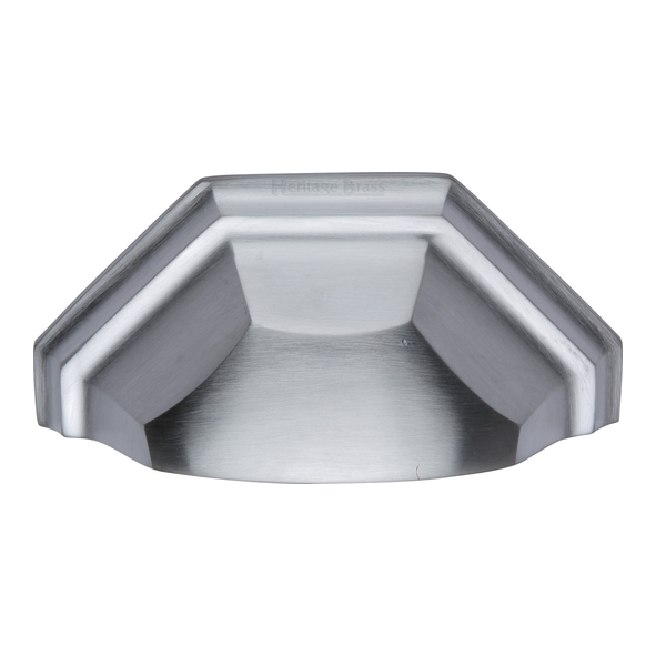 C2768-SC • 89 c/c x 104 x 46 x 33mm • Satin Chrome • Heritage Brass Concealed Fix Octagon Cup Handle