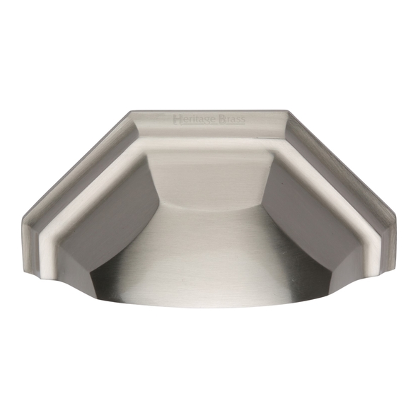 C2768-SN • 89 c/c x 104 x 46 x 33mm • Satin Nickel • Heritage Brass Concealed Fix Octagon Cup Handle