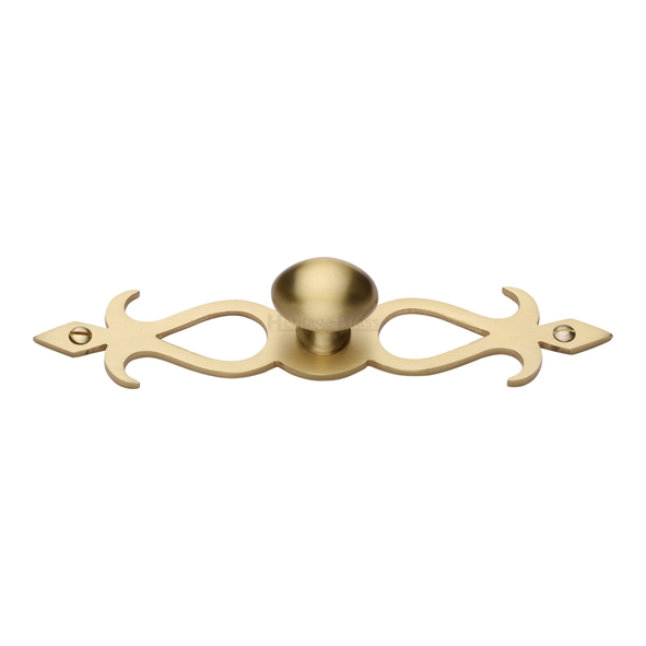 C3072 32-SB  32 x 162 x 32mm  Satin Brass  Heritage Brass Oval On Traditional Plate Cabinet Knob