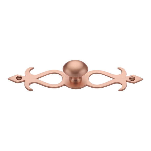 C3072 32-SRG  32 x 162 x 32mm  Satin Rose Gold  Heritage Brass Oval On Traditional Plate Cabinet Knob