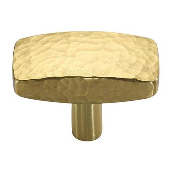 C3386 41-PB • 41 x 22 x 9 x 28mm • Polished Brass • Heritage Brass Rectangular Hammered Cabinet Knob