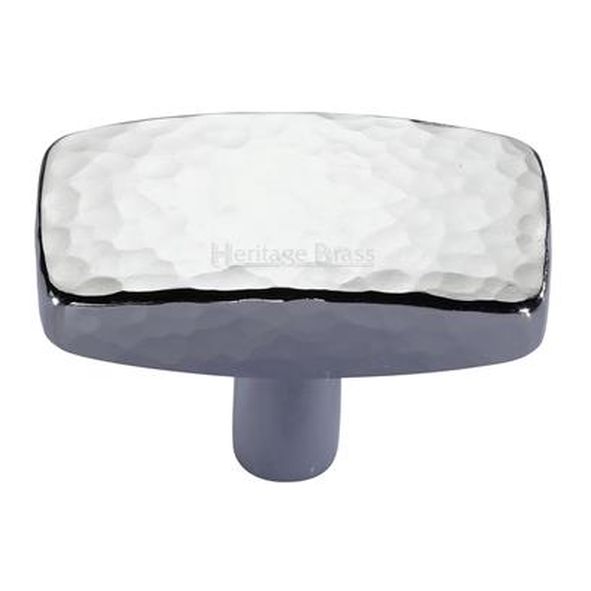 C3386 41-PC • 41 x 22 x 9 x 28mm • Polished Chrome • Heritage Brass Rectangular Hammered Cabinet Knob