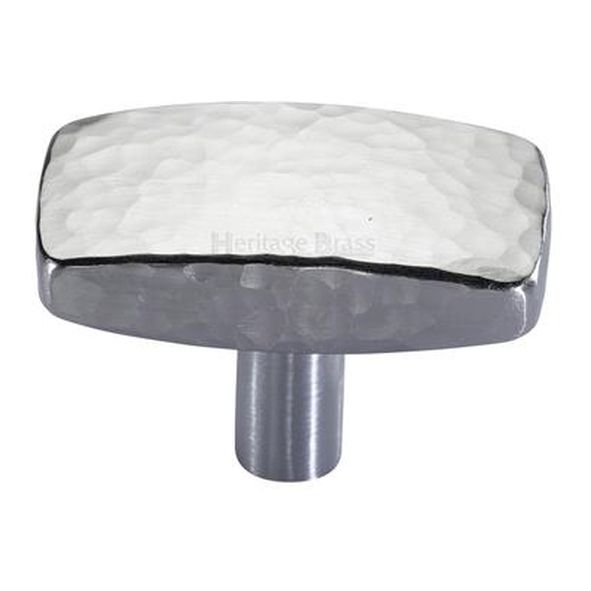 C3386 41-SC • 41 x 22 x 9 x 28mm • Satin Chrome • Heritage Brass Rectangular Hammered Cabinet Knob