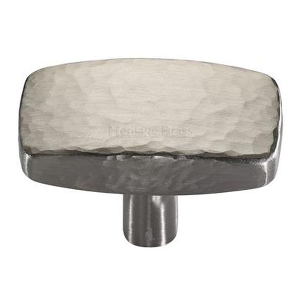 C3386 41-SN • 41 x 22 x 9 x 28mm • Satin Nickel • Heritage Brass Rectangular Hammered Cabinet Knob