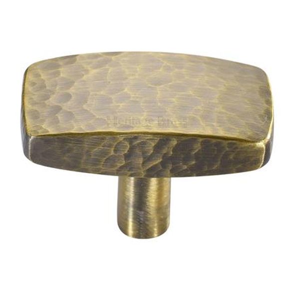 C3386 47-AT • 47 x 25 x 9 x 28mm • Antique Brass • Heritage Brass Rectangular Hammered Cabinet Knob