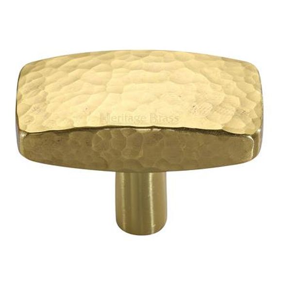 C3386 47-PB • 47 x 25 x 9 x 28mm • Polished Brass • Heritage Brass Rectangular Hammered Cabinet Knob