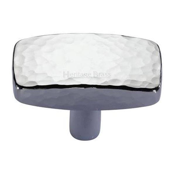 C3386 47-PC • 47 x 25 x 9 x 28mm • Polished Chrome • Heritage Brass Rectangular Hammered Cabinet Knob