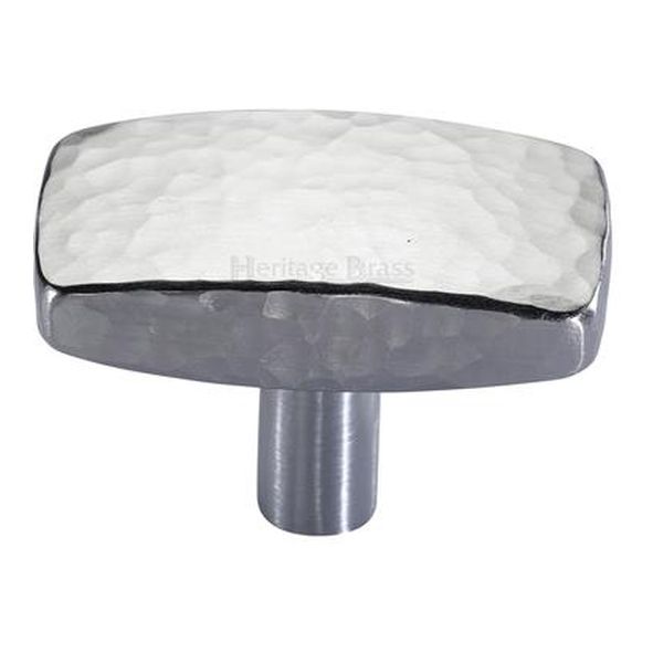 C3386 47-SC  47 x 25 x 9 x 28mm  Satin Chrome  Heritage Brass Rectangular Hammered Cabinet Knob